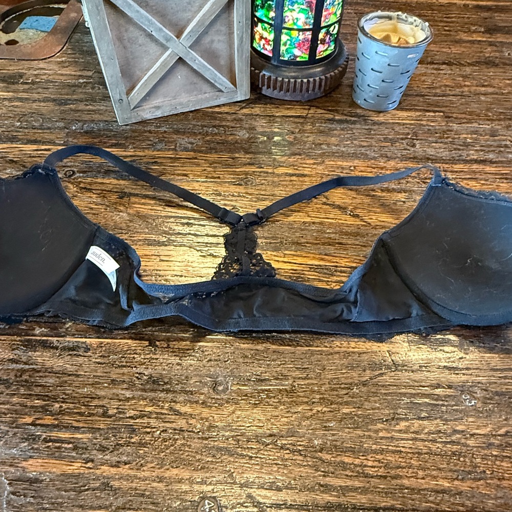Auden Push Up Black Lace Bra Front Closure 38C Racerback Black Underwire - Picture 5 of 11